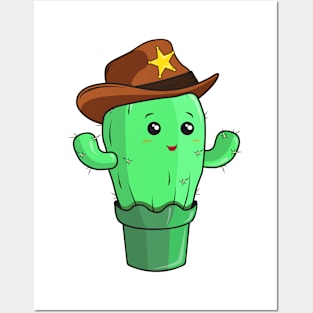 A cartoon sheriff cactus Posters and Art